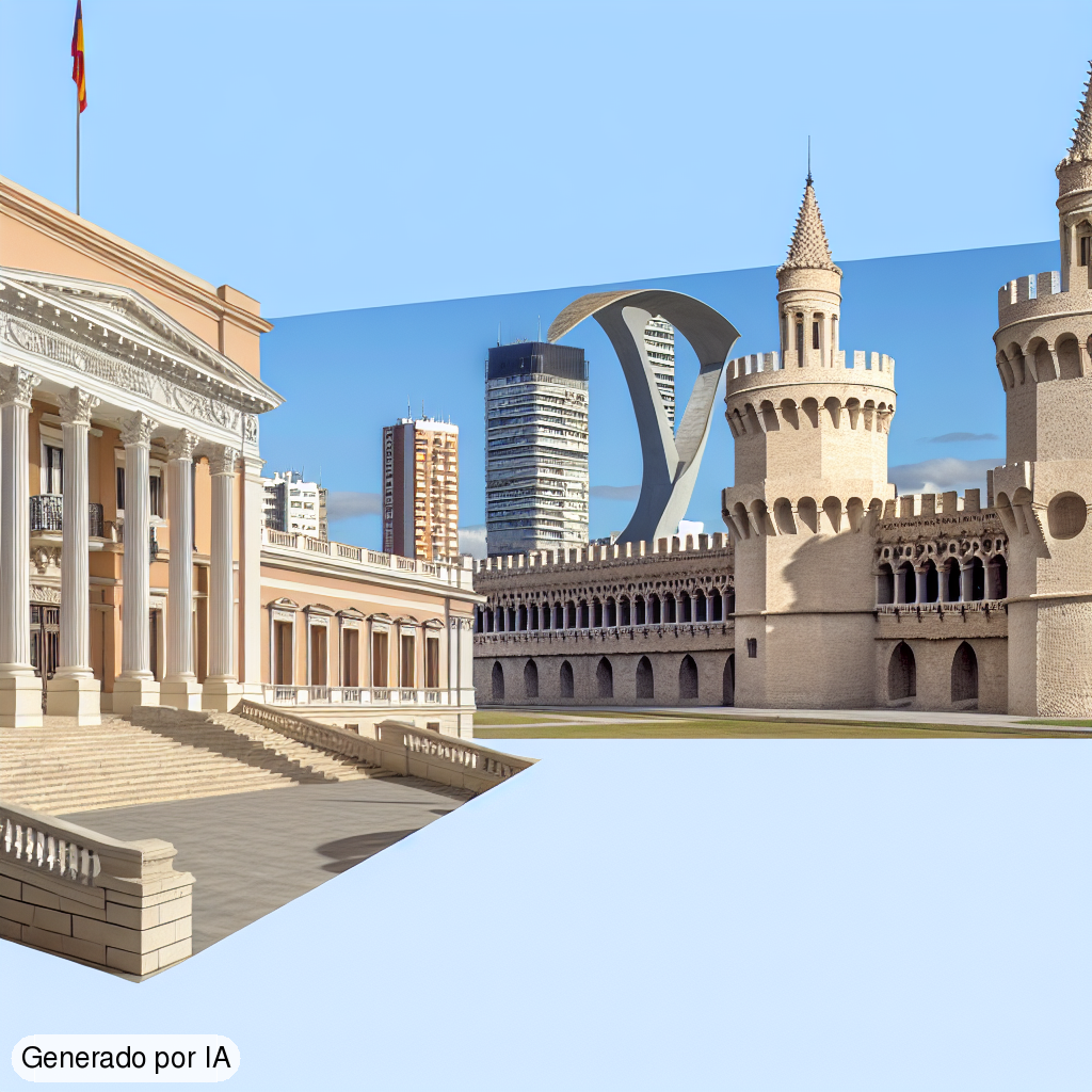 Generame una imagen de la Diputació de València con las torres de serranos y el hemisféric de fondo - Generado por IA